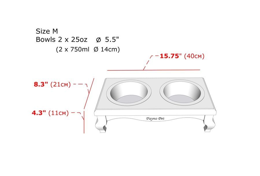 Миски на підставці Класік (М)2 сірій 42x23x11 см